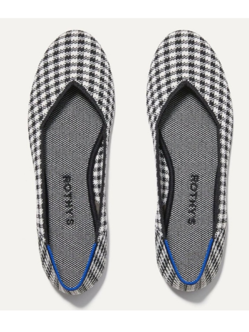 Rothy's The Flat in Picnic Black and White Gingham Houndstooth size 7.5